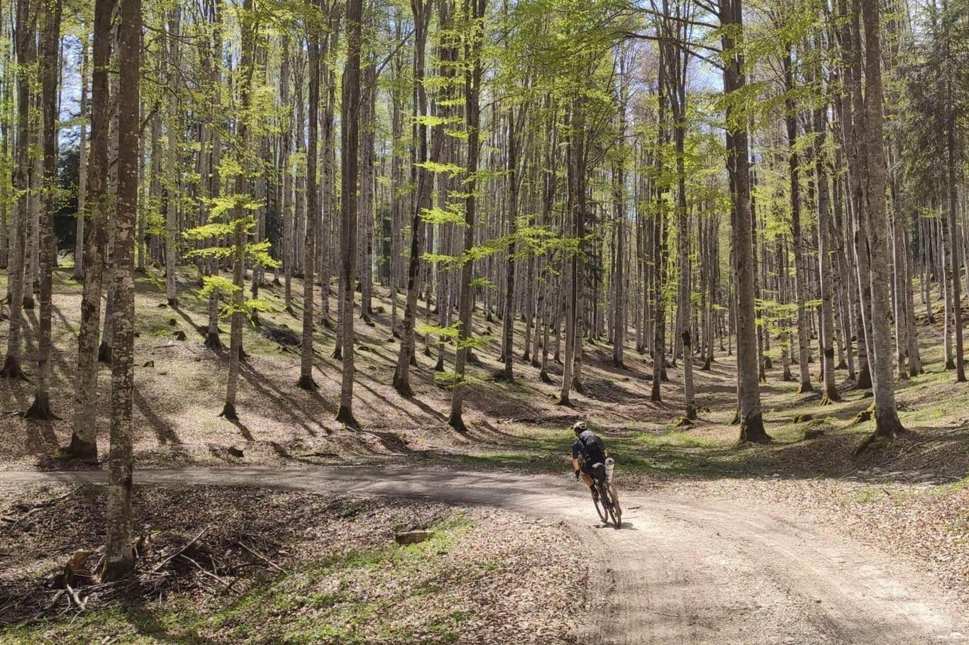 Cicloturista lungo il percorso